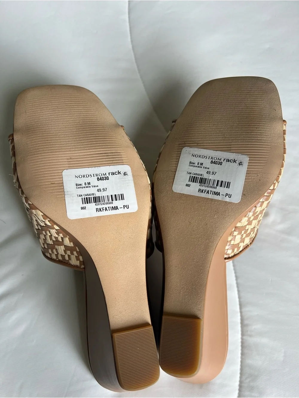 Nordstrom Rack Woven Slide Wedge Sandals - Tan size 8